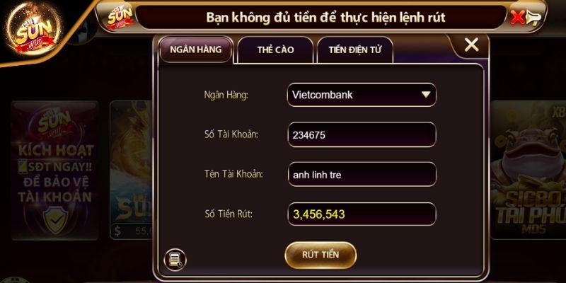 Rút dưới hoặc vượt hạn mức